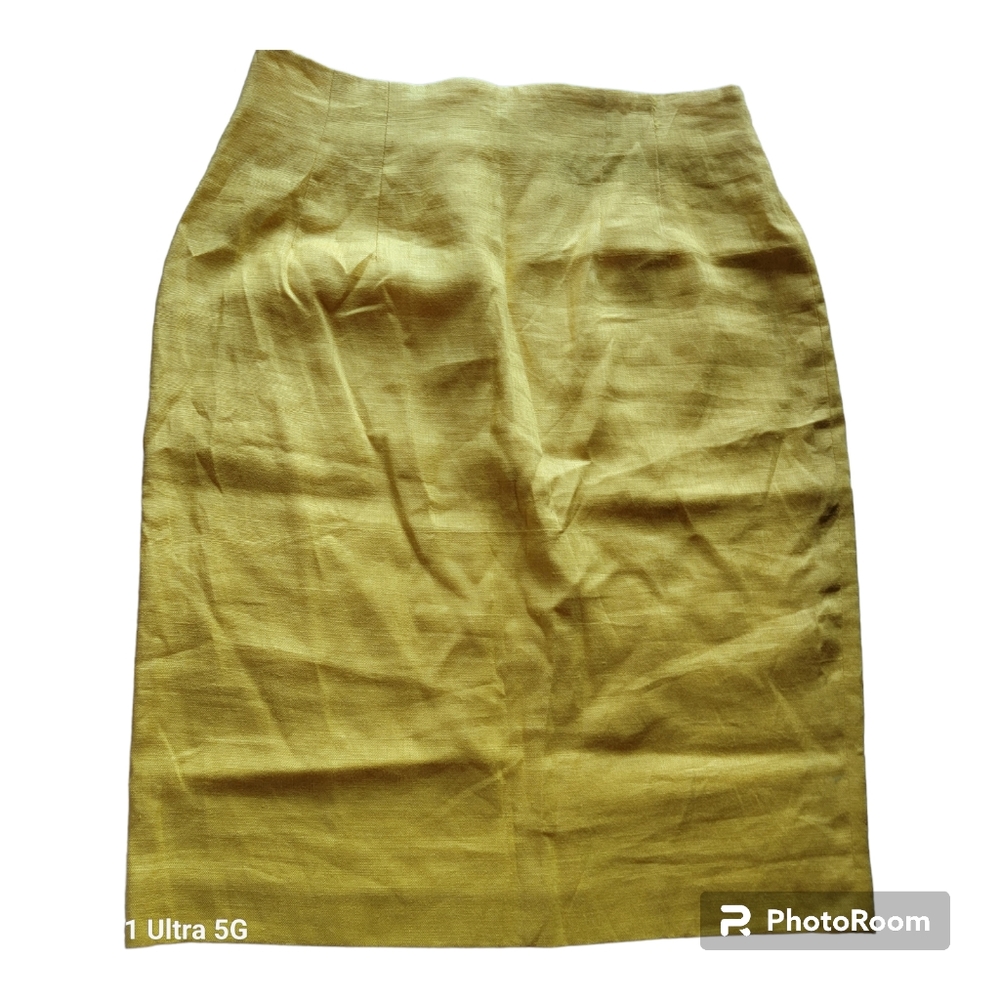 Classique Entier 100% Linen Pencil Skirt Canary Size 14 NWT